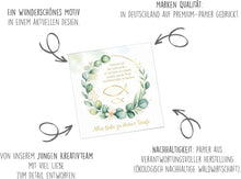 Laden Sie das Bild in den Galerie-Viewer, Edition Seidel Premium quadratische Glückwunschkarte zur Taufe mit Umschlag. Taufkarte Grußkarte Karte Fisch Taufkind Junge Mädchen Kinder Kind Segenswünsche (ETQ135 SW025)