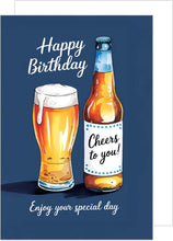 Laden Sie das Bild in den Galerie-Viewer, Edition Seidel Premium Geburtstagskarte mit Umschlag. Glückwunschkarte Grußkarte Karte Geburtstag Happy Birthday Mann Frau Freund Freundin Bier Bierglas (G3791 SW025)