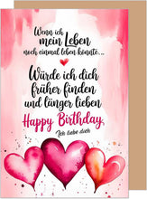 Laden Sie das Bild in den Galerie-Viewer, Edition Seidel Premium Geburtstagskarte mit Umschlag. Glückwunschkarte Grußkarte Karte mit Spruch Geburtstag Happy Birthday Mann Frau Herz Ballon Liebe (G3619 SW024)