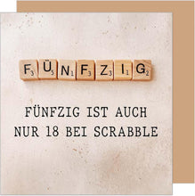 Laden Sie das Bild in den Galerie-Viewer, Edition Seidel Premium quadratische Glückwunschkarte zum 50. Geburtstag mit Umschlag. Geburtstagskarte Karte mit Spruch für Mann Frau Freund Freundin Scrabble (GQ419 SW025)