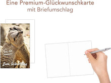 Laden Sie das Bild in den Galerie-Viewer, Edition Seidel Premium Geburtstagskarte mit Umschlag. Glückwunschkarte Grusskarte Billet Geburtstag Happy Birthday Mann Frau einzelne eine Sprüche Karte Erdmännchen (G3129 SW022)