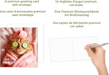 Laden Sie das Bild in den Galerie-Viewer, Edition Seidel Premium quadratische Glückwunschkarte zum 40. Geburtstag mit Umschlag. Geburtstagskarte Happy Birthday Billet Karte für Frau Mann Freundin Coole Katze Lustig Relax (GQ388 SW025)