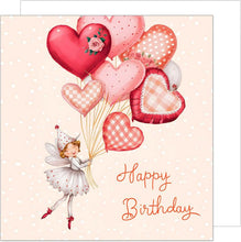 Laden Sie das Bild in den Galerie-Viewer, Edition Seidel Premium quadratische Geburtstagskarte mit Umschlag. Glückwunschkarte Happy Birthday Billet Karte für Freundin Frau Kind Mädchen Luftballons Fee (GQ323 SW024)