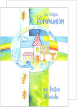Laden Sie das Bild in den Galerie-Viewer, Edition Seidel exklusive Premium Kommunionskarte mit Umschlag. Glückwunschkarte Grusskarte Kommunion einzelne eine Kommunionskarte Junge Mädchen Karte (KO276 SW022) (Design 3)