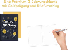 Laden Sie das Bild in den Galerie-Viewer, Edition Seidel Premium Geburtstagskarte mit Goldprägung und Umschlag. Glückwunschkarte Grusskarte Billet Geburtstag Happy Birthday Mann Frau einzelne eine Sprüche Karte Gold (G2896 SW022) (Design 4)