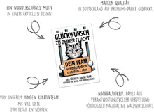 Laden Sie das Bild in den Galerie-Viewer, Edition Seidel Premium Glückwunschkarte zum Abschied mit Umschlag. Abschiedskarte mit Spruch. Katze im Gefängnis (AS149 SW025)