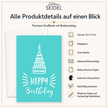 Laden Sie das Bild in den Galerie-Viewer, Edition Seidel Set 20 Geburtstagskarten mit Umschlag. Glückwunschkarten Doppelkarten Klappkarten Kartenset Happy Birthday bunt lustig Einhorn Lama Kinder Frau Mann (SW026) (36705)