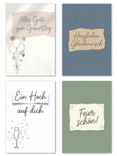 Laden Sie das Bild in den Galerie-Viewer, Edition Seidel Set 20 Geburtstagskarten mit Umschlag. Glückwunschkarte Geburtstagskarte Grusskarte Karte Geburtstag Spruch Sprüche Mann Frau (31742)