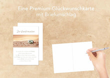 Laden Sie das Bild in den Galerie-Viewer, Edition Seidel Premium Glückwunschkarte zur Konfirmation mit Umschlag. Konfirmationskarte mit Spruch Karte Grusskarte Stein Fisch Junge Mädchen (KF290 SW022)