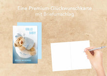 Laden Sie das Bild in den Galerie-Viewer, Edition Seidel Premium Glückwunschkarte zur Geburt mit Umschlag. Karte Ereigniskarte Grusskarte Hallo Baby! Ein Junge ! Ereignis Junge (E248 SW022)