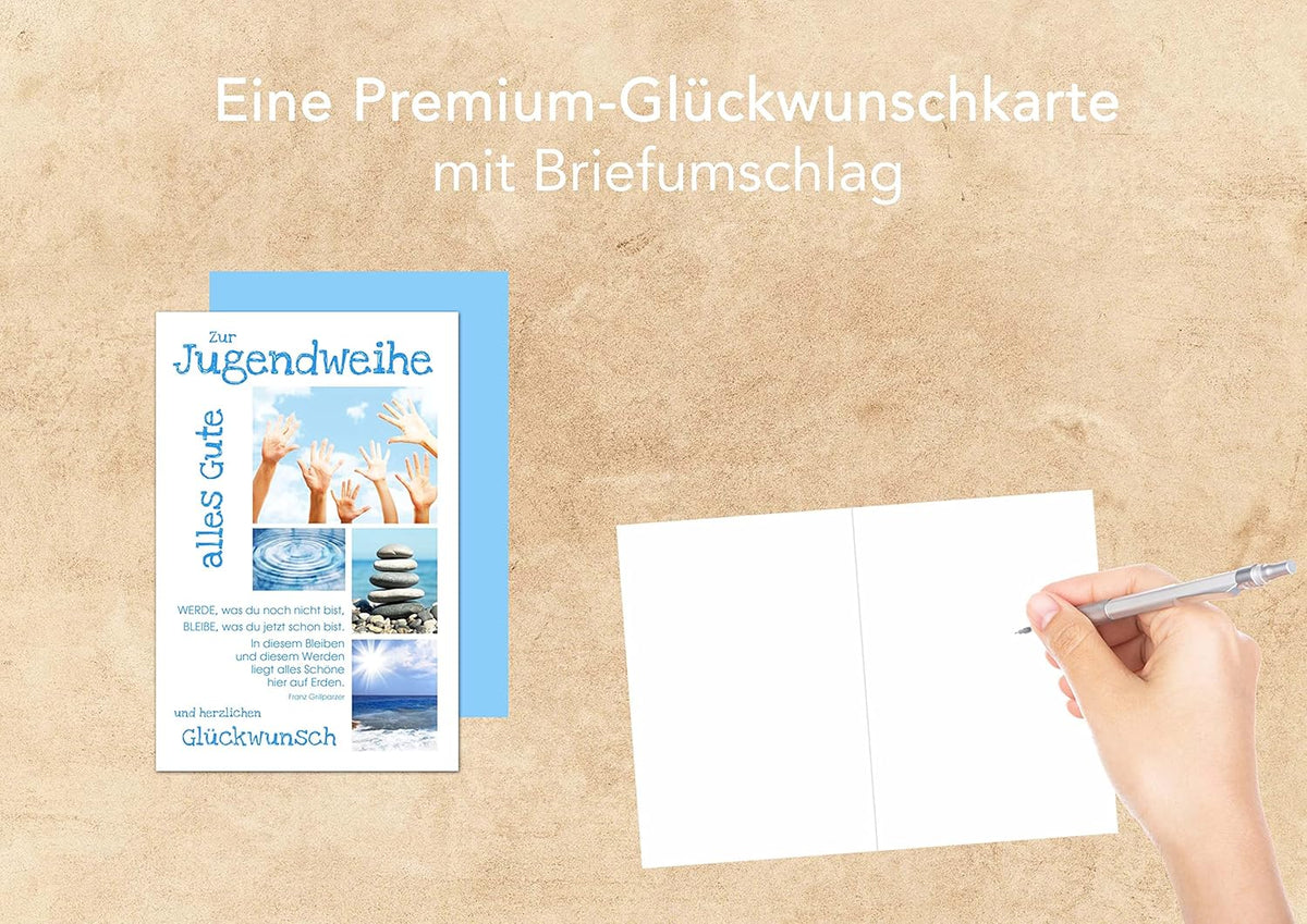 Edition Seidel Premium Jugendweihekarte - Mit Umschlag, 11,5x17 Cm, Design Mit Himmel & Wolken