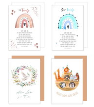 Load image into Gallery viewer, Edition Seidel Set 6 Glückwunschkarten zur Taufe mit Umschlag. Grußkarten Doppelkarten Klappkarten Kartenset Karte Taufkarte Gruß Spruch Taufkind Täufling Junge Mädchen Baby Segenswünsche (SW026)