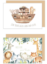 Load image into Gallery viewer, Edition Seidel Set 6 Glückwunschkarten zur Taufe mit Umschlag. Grußkarten Doppelkarten Klappkarten Kartenset Karte Taufkarte Gruß Spruch Taufkind Täufling Junge Mädchen Baby Segenswünsche (SW026)