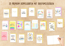 Laden Sie das Bild in den Galerie-Viewer, Edition Seidel Set exklusive Premium Geburtstagskarten mit Umschlag. Glückwunschkarte Grusskarte zum Geburtstag. Geburtstagskarte Mann Frau Karten Billet Happy Birthday (Set 5) (20809)