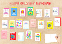 Laden Sie das Bild in den Galerie-Viewer, Edition Seidel Set 20 exklusive Premium Geburtstagskarten mit Briefumschlag. Glückwunschkarte Grusskarte Geburtstag Geburtstagskarte Mann Frau Karten Happy Birthday (20810)