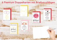 Laden Sie das Bild in den Galerie-Viewer, Edition Seidel Set 6 hochwertige Designer Premium Hochzeitskarten mit Umschlag (20312)