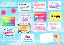 Laden Sie das Bild in den Galerie-Viewer, Edition Seidel Set 12 Postkarten mit Sprüchen. Karten mit Spruch. Geburtstagskarten Postkarte. Geschenk Dekoidee. Liebe Freundschaft Leben Motivation (20012)