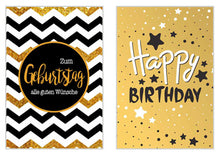Laden Sie das Bild in den Galerie-Viewer, Edition Seidel Set 6 exklusive Premium Geburtstagskarten mit feiner Goldprägung und Umschlag. Glückwunschkarte Grusskarte Geburtstag Geburtstagskarte Mann Frau Karten Happy Birthday Billet Sprüche (20015)