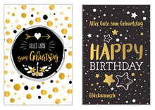 Laden Sie das Bild in den Galerie-Viewer, Edition Seidel Set 6 exklusive Premium Geburtstagskarten mit feiner Goldprägung und Umschlag. Glückwunschkarte Grusskarte Geburtstag Geburtstagskarte Mann Frau Karten Happy Birthday Billet Sprüche (20015)