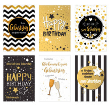 Laden Sie das Bild in den Galerie-Viewer, Edition Seidel Set 6 exklusive Premium Geburtstagskarten mit feiner Goldprägung und Umschlag. Glückwunschkarte Grusskarte Geburtstag Geburtstagskarte Mann Frau Karten Happy Birthday Billet Sprüche (20015)