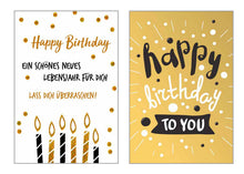 Laden Sie das Bild in den Galerie-Viewer, Edition Seidel Set 6 exklusive Geburtstagskarten mit feiner Goldprägung und Umschlag. Glückwunschkarte Grusskarte zum Geburtstag. Geburtstagskarte Karte Mann Frau Happy Birthday (20090)