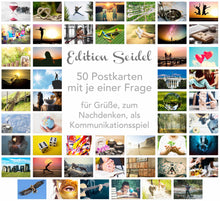 Laden Sie das Bild in den Galerie-Viewer, Edition Seidel Set 50 Premium Postkarten Motivationskarten Kommunikationstraining Konversation-Spiel Coaching Tools Karten Landschaften Natur Gefühlskarten Selbst-Achtsamkeit Sprüche (20241)
