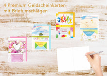 Laden Sie das Bild in den Galerie-Viewer, Edition Seidel Set 4 Premium Geldscheinkarten zur Jugendweihe mit Umschlag (20274)