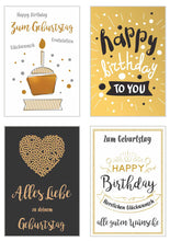 Laden Sie das Bild in den Galerie-Viewer, Edition Seidel Set 20 exklusive Premium Geburtstagskarten mit Briefumschlag. Glückwunschkarte Grusskarte Geburtstag Geburtstagskarte Mann Frau Karten Happy Birthday Billet Sprüche (20322)