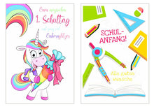 Laden Sie das Bild in den Galerie-Viewer, Edition Seidel Set 4 exklusive Karten zur Einschulung mit Umschlag. Glückwunschkarte Grusskarte Einschulungskarte Doppelkarte Schulanfang Schuleinführung (20341)