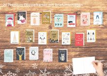 Laden Sie das Bild in den Galerie-Viewer, Edition Seidel Set 20 exklusive Premium Weihnachtskarten mit Umschlag (20395)
