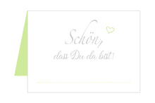 Laden Sie das Bild in den Galerie-Viewer, Edition Seidel Set 50 Premium Tischkarten Platzkarten Namenskarten Kommunion Konfirmation Firmung Hochzeit Geburtstag Taufe Feier Familienfeier Goldhochzeit Diamanthochzeit Herz - Schön, dass du da bist (20260)