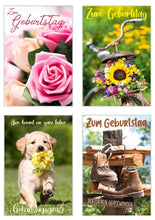 Laden Sie das Bild in den Galerie-Viewer, Edition Seidel Set 20 Geburtstagskarten Glückwunschkarten zum Geburtstag mit Umschlag. Grusskarte Geburtstagskarte Happy Birthday Mann Frau Karten Spruch Sprüche (SW02)