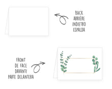 Laden Sie das Bild in den Galerie-Viewer, Edition Seidel Set 50 Premium Tischkarten Platzkarten Namenskarten Kommunion Konfirmation Firmung Hochzeit Geburtstag Taufe Feier Familienfeier Goldhochzeit Diamanthochzeit grüne Blätter Eukalyptus (21680)