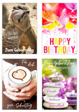 Laden Sie das Bild in den Galerie-Viewer, Edition Seidel Set 20 Geburtstagskarten Glückwunschkarten zum Geburtstag mit Umschlag. Grusskarte Geburtstagskarte Happy Birthday Mann Frau Karten Spruch Sprüche (SW02) (Set 2) (21235)