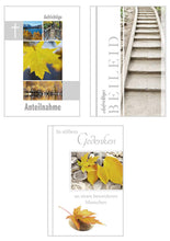 Laden Sie das Bild in den Galerie-Viewer, Edition Seidel Set 9 einfühlsame Trauerkarten / Beileidskarten mit Umschlag. Trauerkarte Beileidskarte mit Spruch schreiben (Doppelkarten/Klappkarten mit Briefumschlag) (20825)
