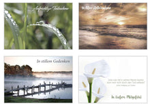 Laden Sie das Bild in den Galerie-Viewer, Edition Seidel Set 12 einfühlsame Premium-Trauerkarten/Beileidskarten mit Umschlag. Trauerkarte Beileidskarte mit Spruch (Doppelkarten/Klappkarten mit Briefumschlag) (Set 4, 12 Karten) (20577)