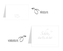 Laden Sie das Bild in den Galerie-Viewer, Edition Seidel Set 50 Premium Tischkarten Platzkarten Namenskarten Kommunion Konfirmation Firmung Hochzeit Geburtstag Taufe Feier Familienfeier Goldhochzeit Diamanthochzeit Herz - Schön, dass du da bist