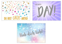 Laden Sie das Bild in den Galerie-Viewer, Edition Seidel Set Premium Postkarten mit Gold- oder Siberprägung Karten mit Sprüchen Spruch Geschenkidee Dekoidee Liebe Freundschaft Leben Motivation lustig Geburtstagskarten Bilder Bild (20233)
