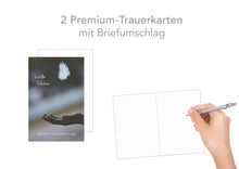 Laden Sie das Bild in den Galerie-Viewer, Edition Seidel 2 Premium Trauerkarten mit Umschlag. Karte Trauer Beileidskarte mit Spruch Feder Hand in stiller Teilnahme herzliches Beileid Abschied Mitgefühl Anteilnahme (T1032) (23041)