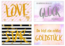 Laden Sie das Bild in den Galerie-Viewer, Edition Seidel Set Premium Postkarten mit Gold- oder Siberprägung Karten mit Sprüchen Spruch Geschenkidee Dekoidee Liebe Freundschaft Leben Motivation lustig Geburtstagskarten Bilder Bild (20233)