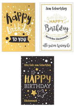 Laden Sie das Bild in den Galerie-Viewer, Edition Seidel Set 9 exklusive Premium Geburtstagskarten mit Goldprägung und Umschlag. Glückwunschkarte Grusskarte Geburtstag Geburtstagskarte Mann Frau Karten Happy Birthday Sprüche (20821)