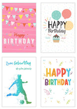 Laden Sie das Bild in den Galerie-Viewer, Edition Seidel Set 12 exklusive Premium Geburtstagskarten mit Umschlag. Glückwunschkarte Grusskarte Geburtstag Geburtstagskarte Mann Frau Karten Happy Birthday Billet Sprüche