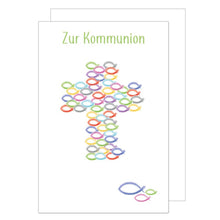 Laden Sie das Bild in den Galerie-Viewer, Edition Seidel Premium Glückwunschkarte zur Kommunion mit Umschlag. Eine einzelne Karte Kommunionskarte Grusskarte bunte Hände Junge Mädchen (KO274 SW022)