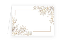 Laden Sie das Bild in den Galerie-Viewer, Edition Seidel Set 50 Premium Tischkarten Platzkarten Namenskarten Kommunion Konfirmation Firmung Hochzeit Geburtstag Taufe Feier Familienfeier Goldhochzeit Diamanthochzeit Blätter Ranken gold (21778)