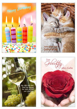 Laden Sie das Bild in den Galerie-Viewer, Edition Seidel Set 20 Geburtstagskarten Glückwunschkarten zum Geburtstag mit Umschlag. Grusskarte Geburtstagskarte Happy Birthday Mann Frau Karten Spruch Sprüche (SW02) (Set 2) (21235)