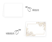 Laden Sie das Bild in den Galerie-Viewer, Edition Seidel Set 50 Premium Tischkarten Platzkarten Namenskarten Kommunion Konfirmation Firmung Hochzeit Geburtstag Taufe Feier Familienfeier Goldhochzeit Diamanthochzeit Blätter Ranken gold (21778)