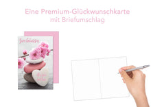 Laden Sie das Bild in den Galerie-Viewer, Edition Seidel Premium Geburtstagskarte mit Umschlag. Glückwunschkarte Grusskarte Billet Happy Birthday Mann Frau Kind Zum Geburtstag alles Liebe und Gute Herz Steine Blüten Karte (G2779 SW023)