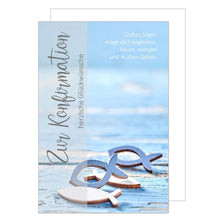 Laden Sie das Bild in den Galerie-Viewer, Edition Seidel Premium Glückwunschkarte zur Konfirmation mit Umschlag. Konfirmationskarte Karte Grusskarte Fische Meer Junge Mädchen (KF273a SW022) (21292)