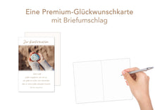 Laden Sie das Bild in den Galerie-Viewer, Edition Seidel Premium Glückwunschkarte zur Konfirmation mit Umschlag. Konfirmationskarte Karte mit Spruch Grusskarte Kreuz Stein Hände Junge Mädchen (KF311a SW024) (24496)