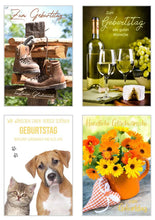 Laden Sie das Bild in den Galerie-Viewer, Edition Seidel Set 20 exklusive Premium Geburtstagskarten mit Umschlag. Glückwunschkarte Grusskarte zum Geburtstag. Geburtstagskarte Mann Frau Karten Billet Happy Birthday (SW02)